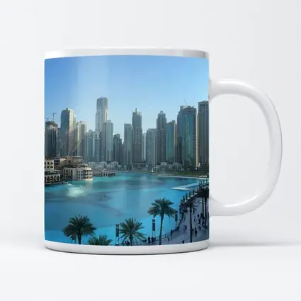 Dubai Downtown Skyline Blue Water Promenade