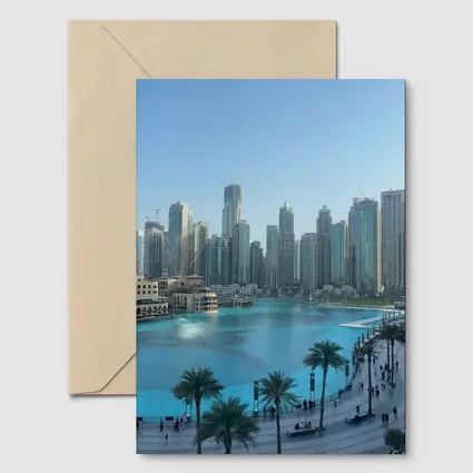 Dubai Downtown Skyline Blue Water Promenade