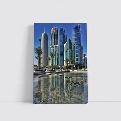 Doha Qatar Skyline Towers Palm Trees