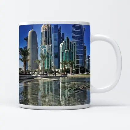 Doha Qatar Skyline Towers Palm Trees