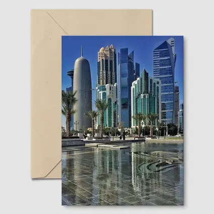 Doha Qatar Skyline Towers Palm Trees