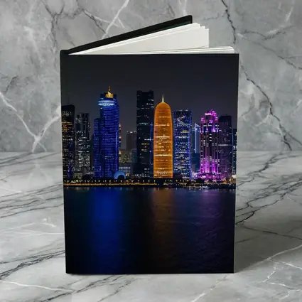 Doha Qatar Skyline Glowing At Night