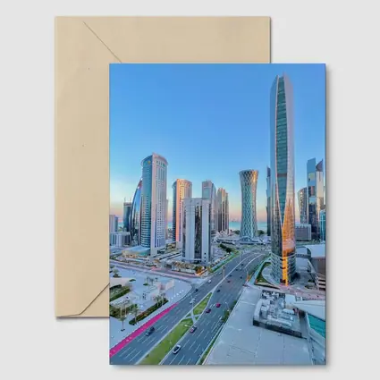 Doha Qatar City Skyline at Dusk