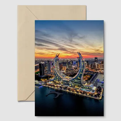 Lusail City Qatar Skyline Sunset Aerial View