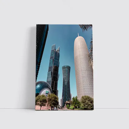 Doha Qatar Skyscrapers Blue Sky Cityscape
