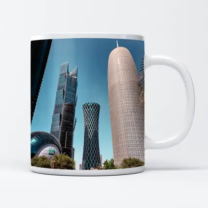 Doha Qatar Skyscrapers Blue Sky Cityscape