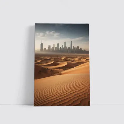 Desert Sand Dunes City Skyline Surreal