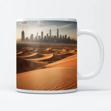Desert Sand Dunes City Skyline Surreal