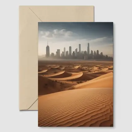 Desert Sand Dunes City Skyline Surreal