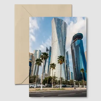Doha Qatar Skyline Tower Palm Trees