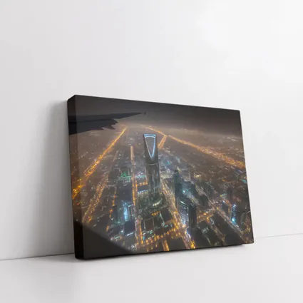 Riyadh Kingdom Tower Aerial Night City View