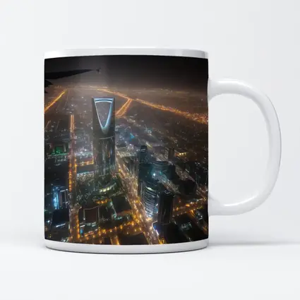 Riyadh Kingdom Tower Aerial Night City View