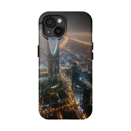 Riyadh Kingdom Tower Aerial Night City View