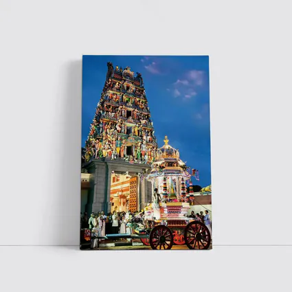 Hindu Temple Gopuram Festival Night Singapore