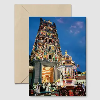 Hindu Temple Gopuram Festival Night Singapore