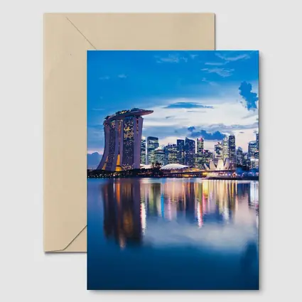 Singapore Marina Bay Skyline At Dusk