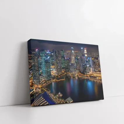 Singapore City Skyline Aerial Night View