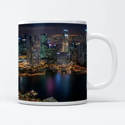 Singapore City Skyline Aerial Night View