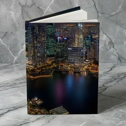 Singapore City Skyline Aerial Night View