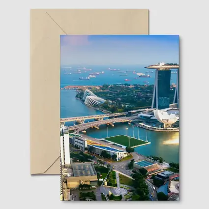 Singapore Marina Bay Skyline Aerial View