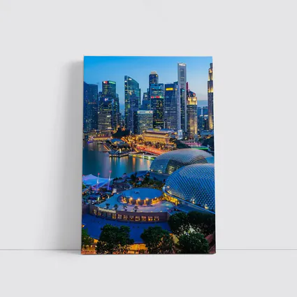 Singapore Marina Bay Skyline Blue Dusk