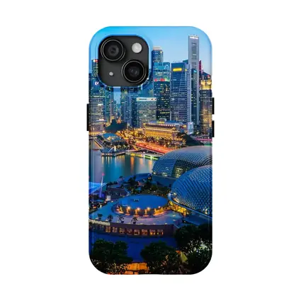 Singapore Marina Bay Skyline Blue Dusk