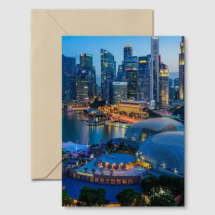 Singapore Marina Bay Skyline Blue Dusk