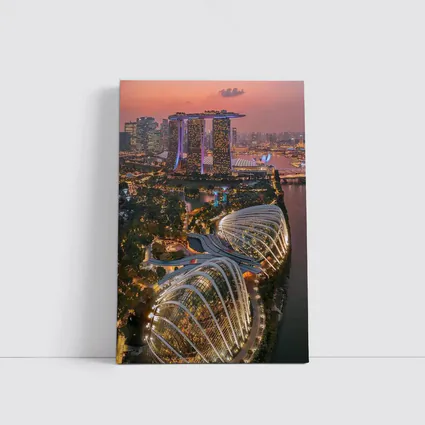 Singapore Marina Bay Aerial Sunset City View