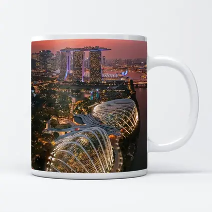 Singapore Marina Bay Aerial Sunset City View