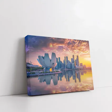 Singapore Marina Bay Skyline Sunset Reflection