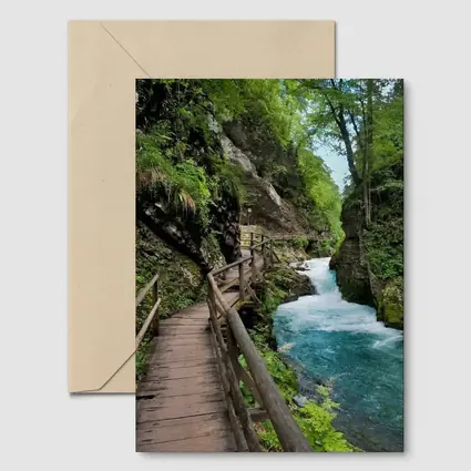 Wooden Boardwalk Canyon River Forest Path