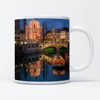 Ljubljana Slovenia Canal Church Night Reflection
