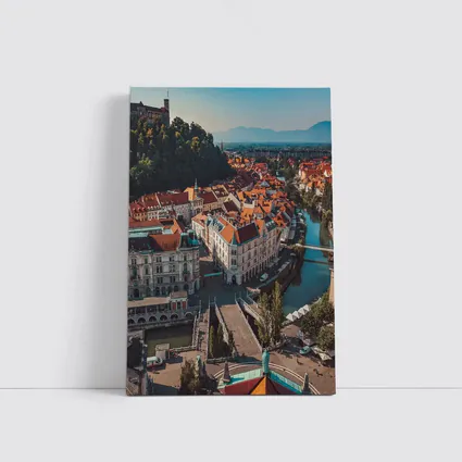 Ljubljana Old Town River Aerial View
