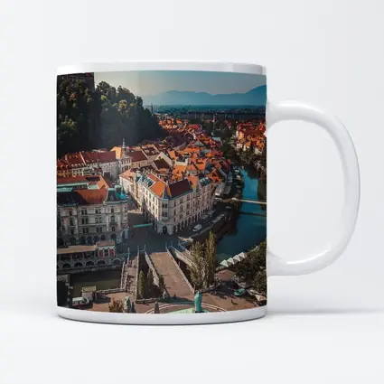 Ljubljana Old Town River Aerial View