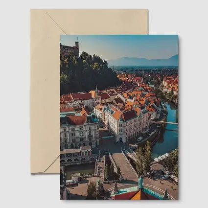 Ljubljana Old Town River Aerial View