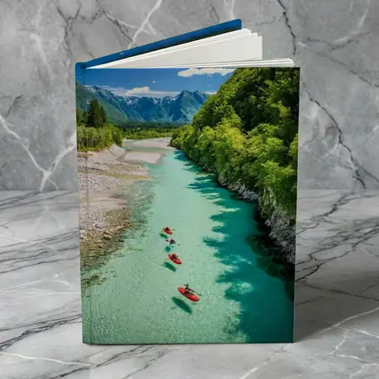 Kayakers on Clear Turquoise Mountain River