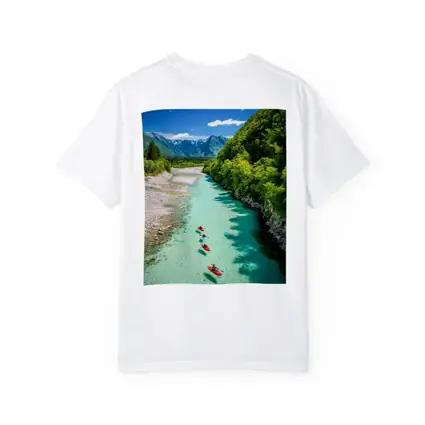 Kayakers on Clear Turquoise Mountain River