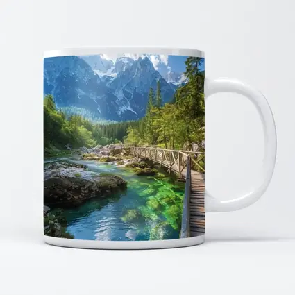 Alpine River Bridge Green Mountain Forest