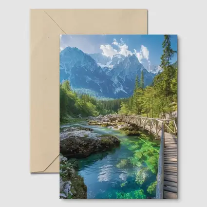 Alpine River Bridge Green Mountain Forest