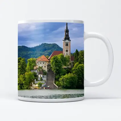 Lake Bled Island Church Slovenia Green Mountains