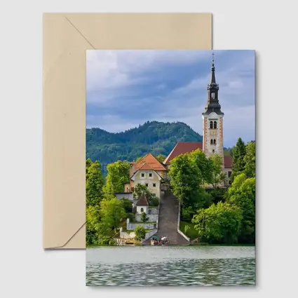 Lake Bled Island Church Slovenia Green Mountains