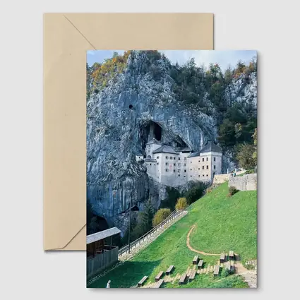 Predjama Castle Built Into Rocky Cliff