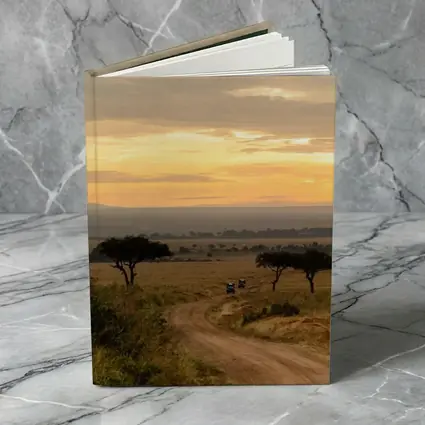 Safari Jeeps Dirt Road African Savanna Sunset