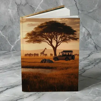 African Safari Jeep Golden Savanna Sunset