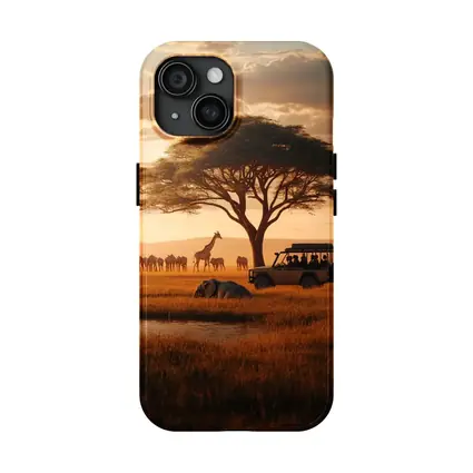 African Safari Jeep Golden Savanna Sunset