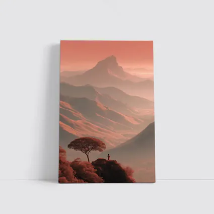 Lone Figure Mountain Valley Terracotta Landscape