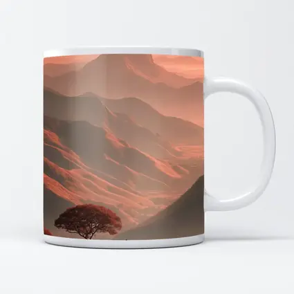 Lone Figure Mountain Valley Terracotta Landscape