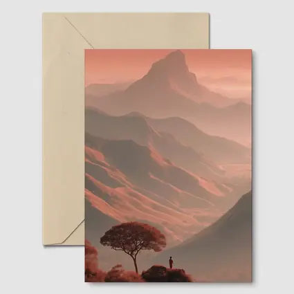 Lone Figure Mountain Valley Terracotta Landscape