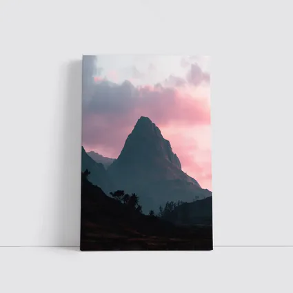 Sharp Mountain Peak Pink Sunset Sky