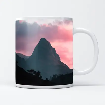 Sharp Mountain Peak Pink Sunset Sky